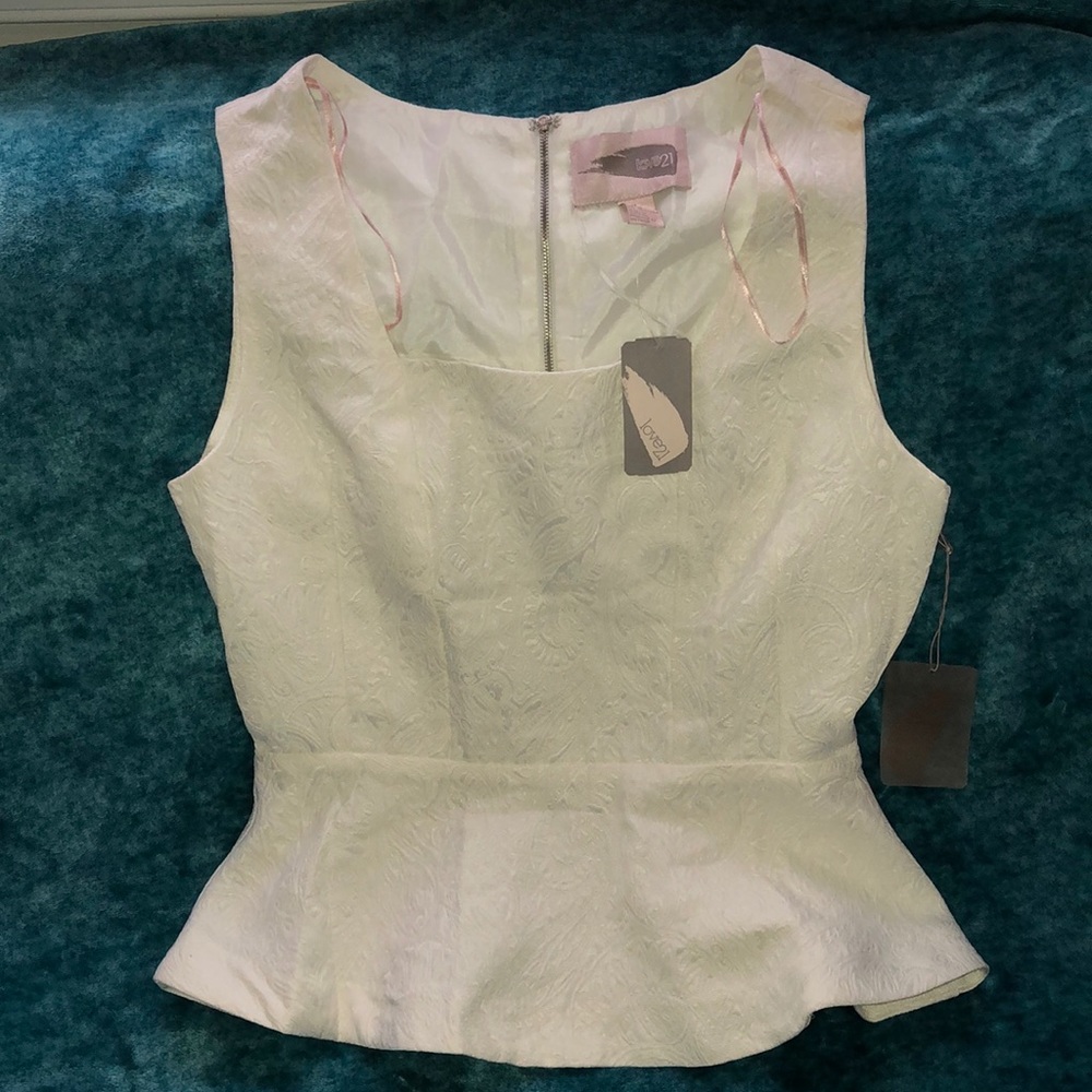 White Peplum Top - Picture 1 of 2
